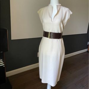 Max Mara Ivory MIDI Dress with belt value over $350. Made in Italy